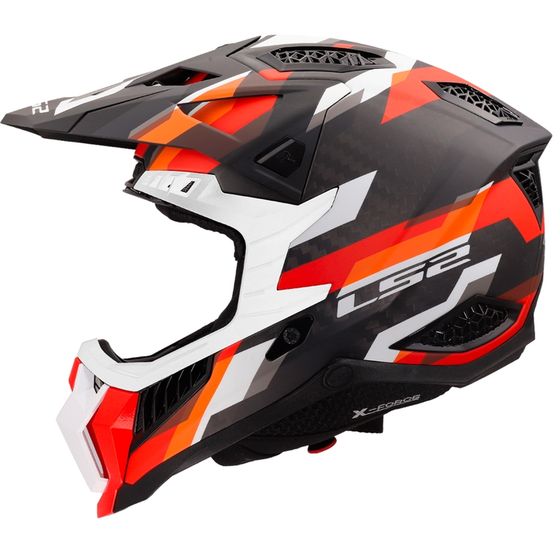 Cască motocross LS2 MX703 X-Force Phantom mată portocaliu-roșu