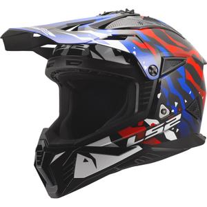 Cască motocross LS2 MX708 Fast II Grotesk alb-albastru-roșu lucios