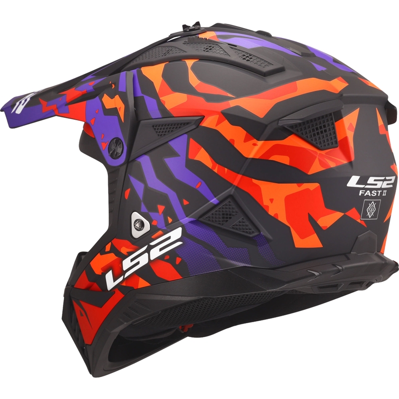 Cască motocross LS2 MX708 Fast II Grotesk mat violet-portocaliu