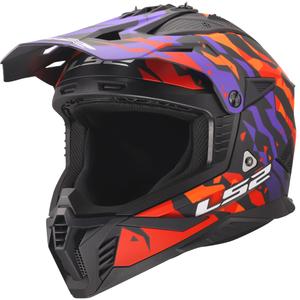 Cască motocross LS2 MX708 Fast II Grotesk mat violet-portocaliu
