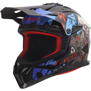 Cască motocross LS2 MX708 Fast II Zombie II negru-roșu-albastru lucios