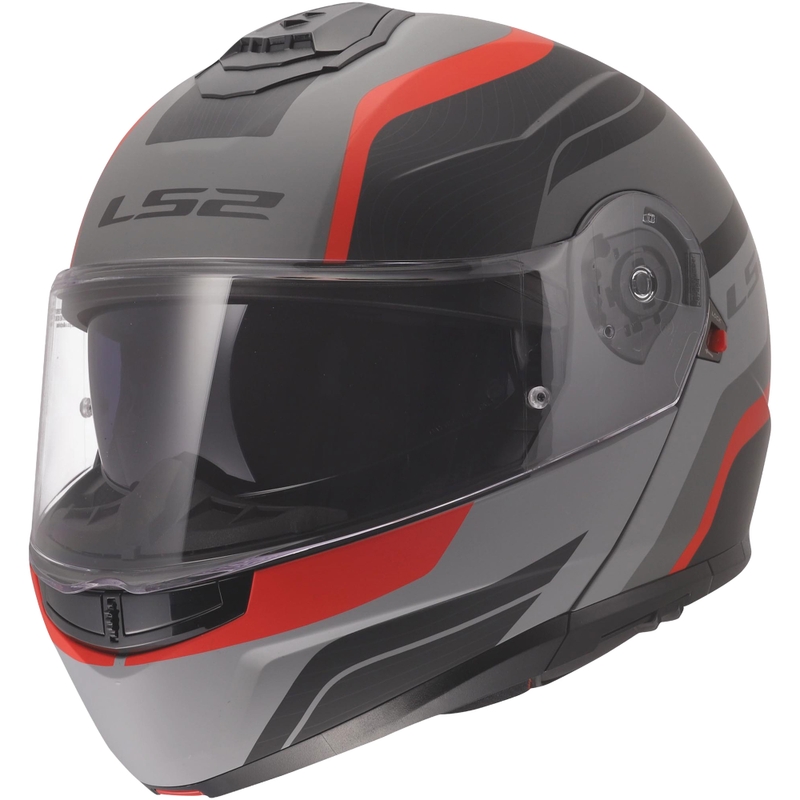 Cască modulară LS2 FF908 Strobe II Monza negru mat-gri-roșu