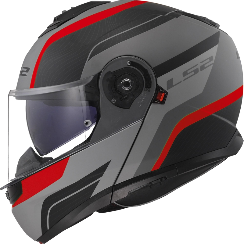 Cască modulară LS2 FF908 Strobe II Monza negru mat-gri-roșu