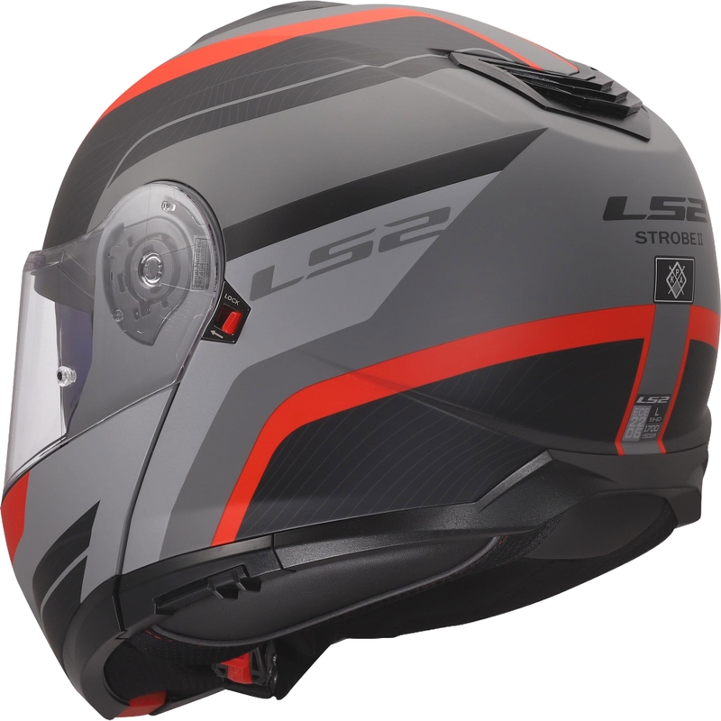 Cască modulară LS2 FF908 Strobe II Monza negru mat-gri-roșu