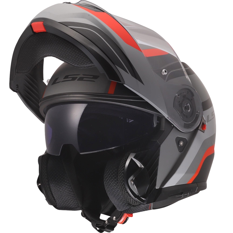 Cască modulară LS2 FF908 Strobe II Monza negru mat-gri-roșu