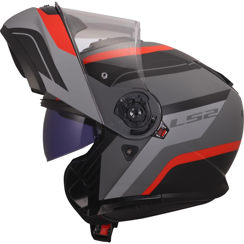 Cască modulară LS2 FF908 Strobe II Monza negru mat-gri-roșu