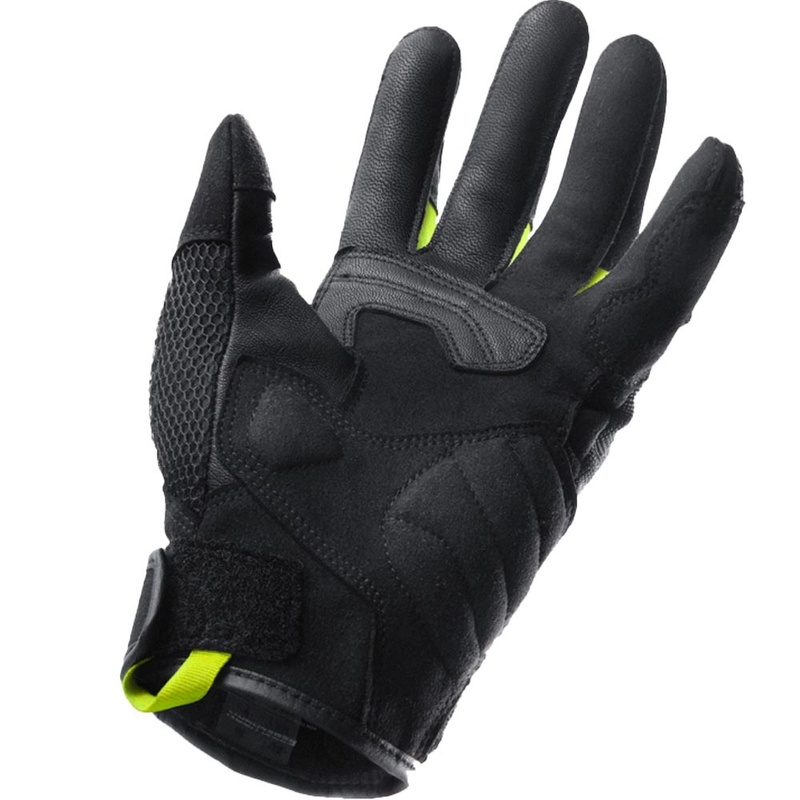 Mănuși de motocicletă pentru femei Rebelhorn Core negru-gri-galben fluo