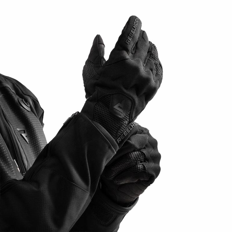 Mănuși de motocicletă Rebelhorn Core negru-gri-galben fluo