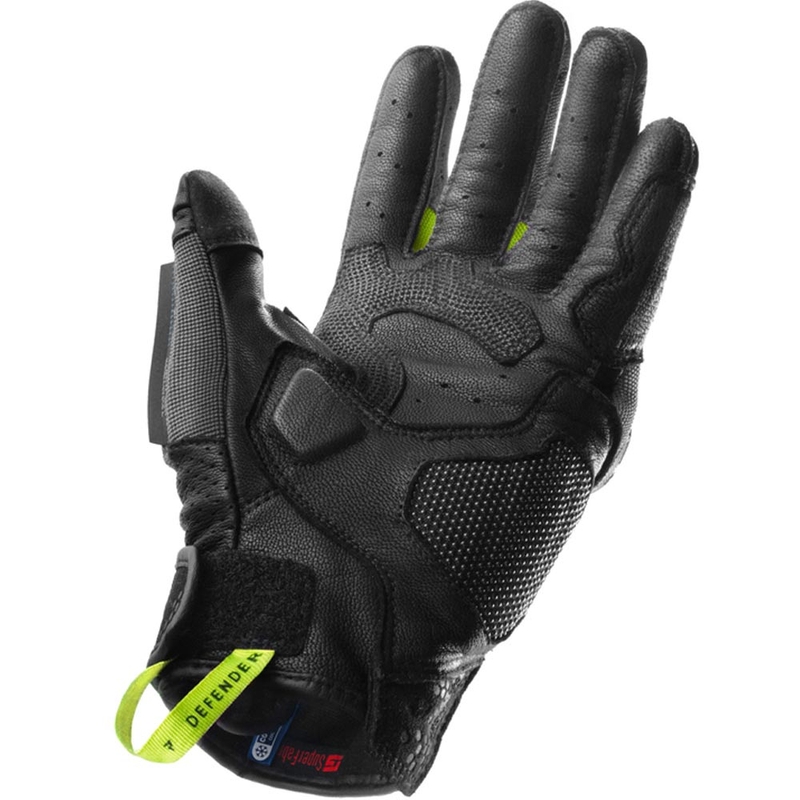 Mănuși de motocicletă Rebelhorn Defender negru-gri-galben fluo