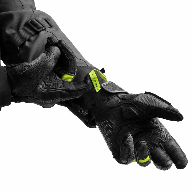 Mănuși de motocicletă Rebelhorn Defender negru-gri-galben fluo