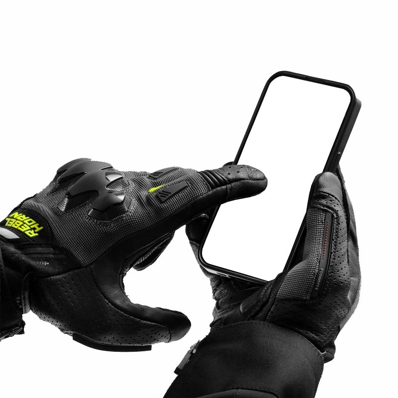 Mănuși de motocicletă Rebelhorn Defender negru-gri-galben fluo