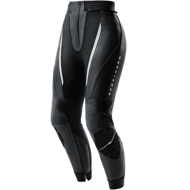 Pantaloni de motocicletă din piele pentru femei Rebelhorn Diva negru-alb