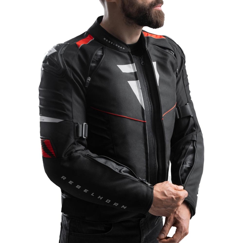 Geacă de motocicletă Rebelhorn Vandal 2 negru-roșu