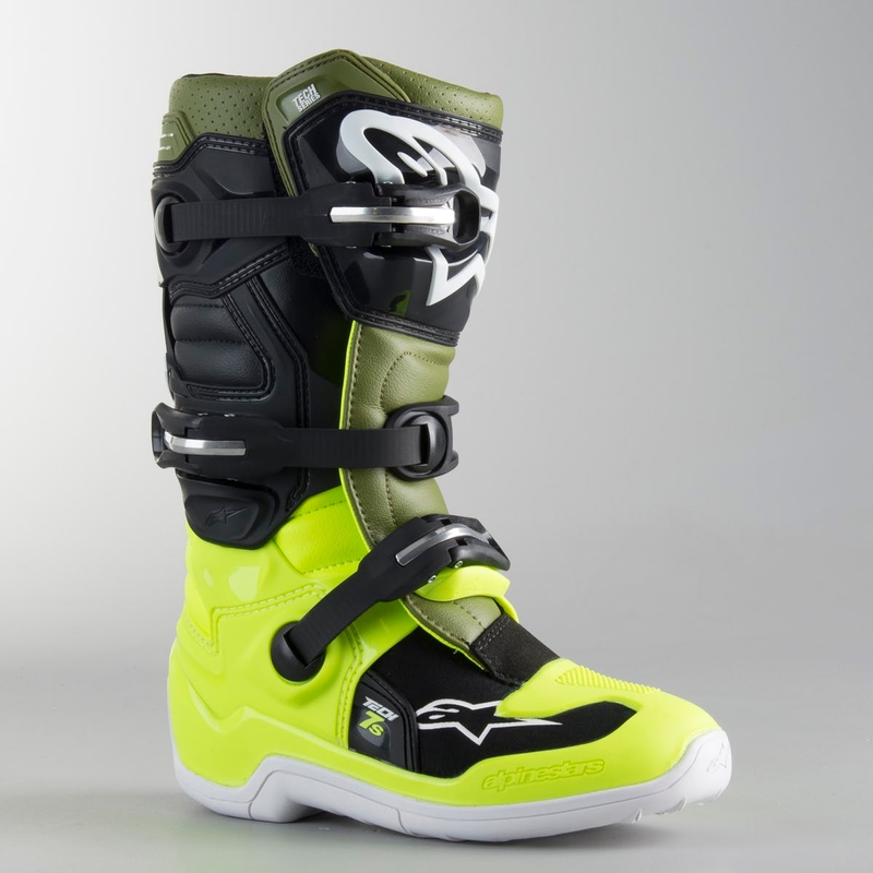 Alpinestars Tech 7 S negru-verde-galben-fluo pentru copii cizme de motocicletă