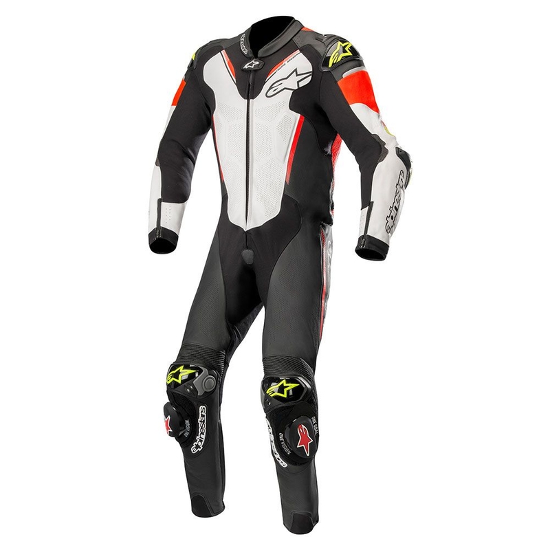 Alpinestars Atem costum dintr-o singură bucată negru-alb-roșu-fluo-roșu-fluo-galben
