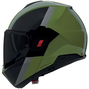 Cască de motocicletă pliabilă Nolan N120-1 Verniciatura Speciale N-COM 354 verde-negru-gri lucios