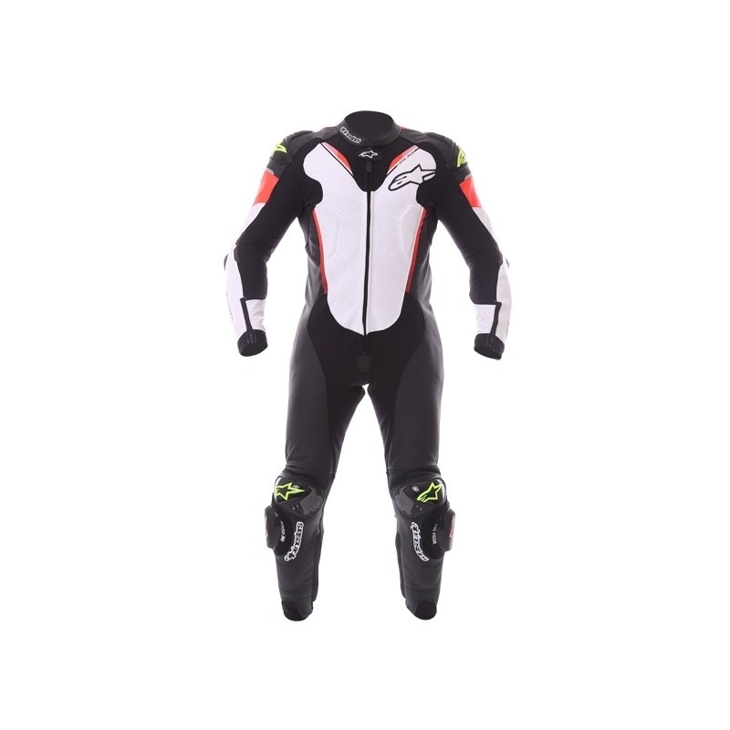 Alpinestars Atem costum dintr-o singură bucată negru-alb-roșu-fluo-roșu-fluo-galben