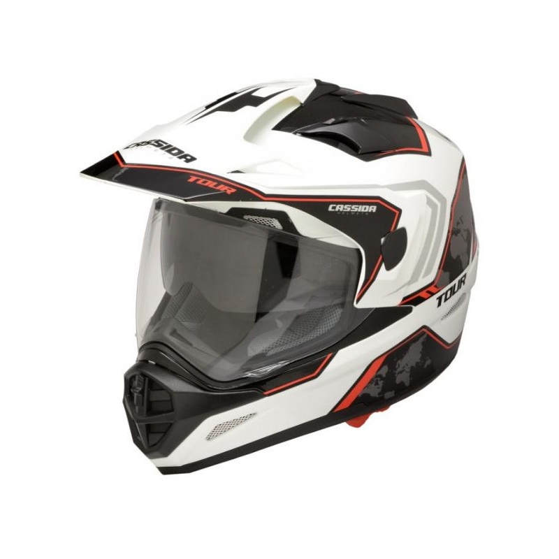 Cască de enduro Cassida Tour Globe alb-negru-roșu