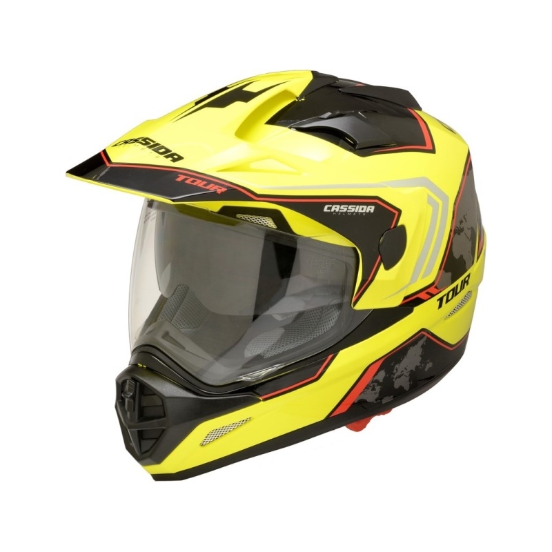 Casca de enduro Cassida Tour Globe negru-fluo-galben-roșu lichidare