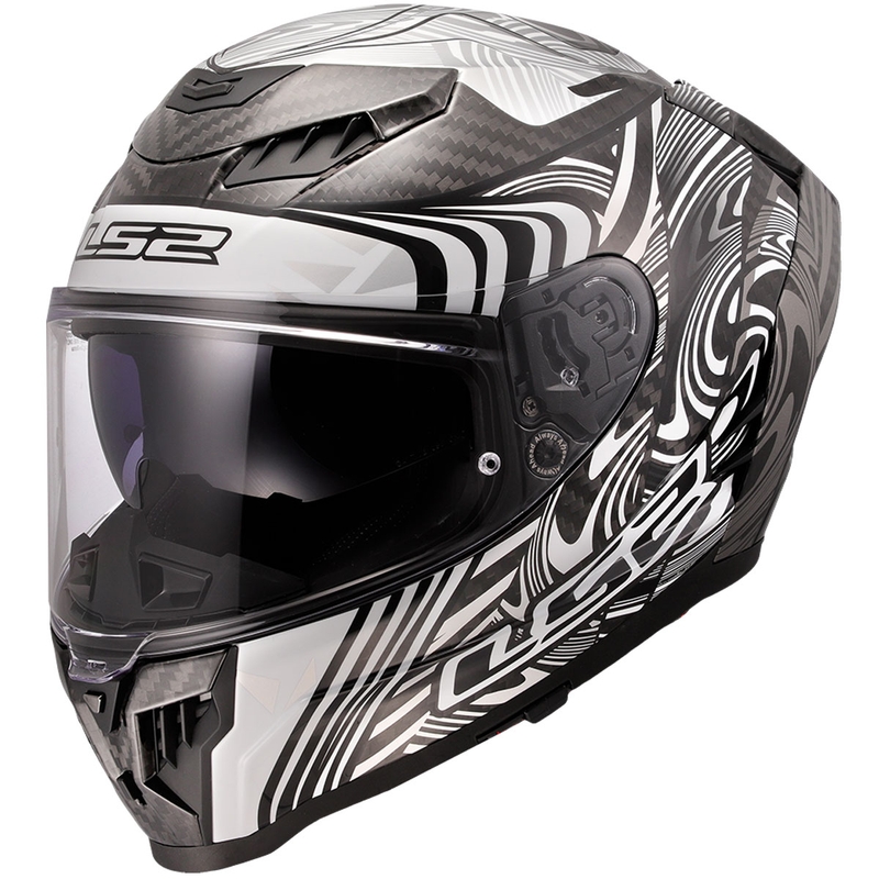 Cască integrală pentru motocicletă LS2 FF807 Dragon Carbon Enthum, argintiu lucios