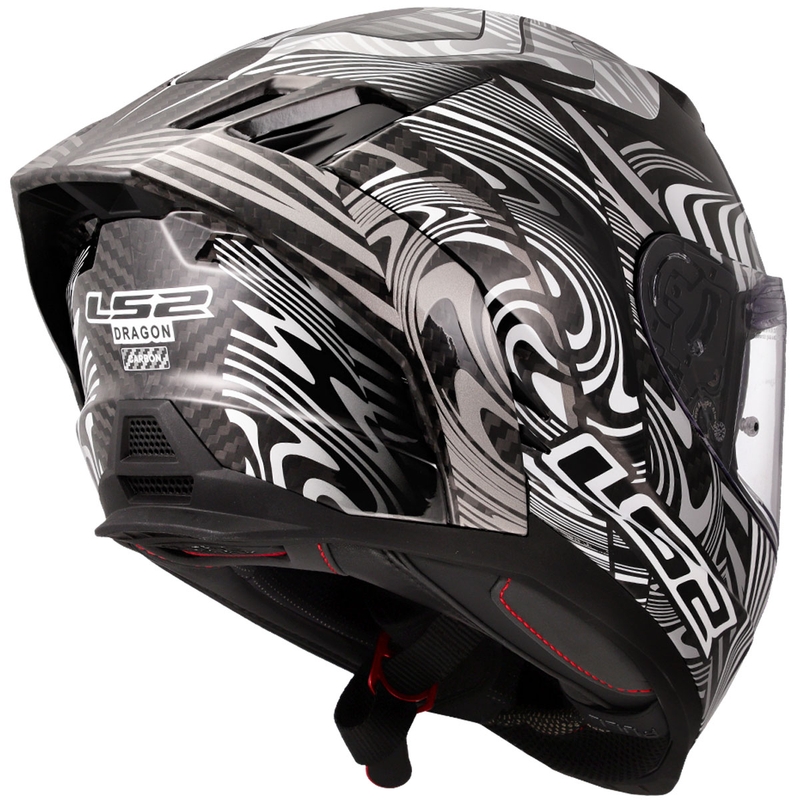Cască integrală pentru motocicletă LS2 FF807 Dragon Carbon Enthum, argintiu lucios