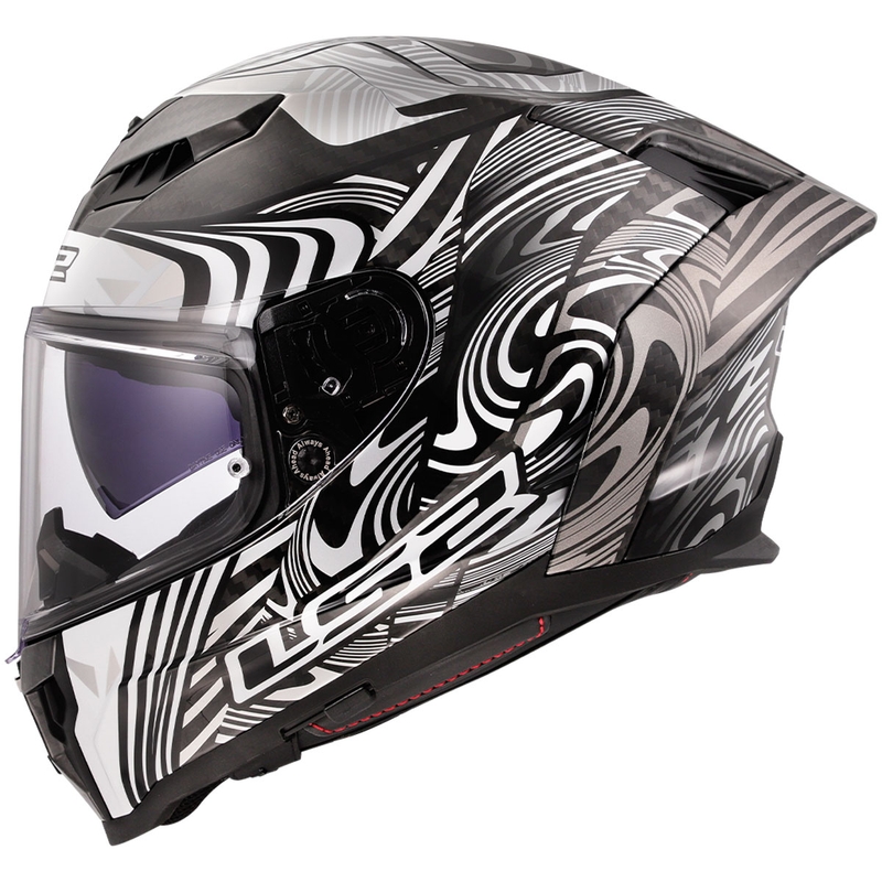 Cască integrală pentru motocicletă LS2 FF807 Dragon Carbon Enthum, argintiu lucios