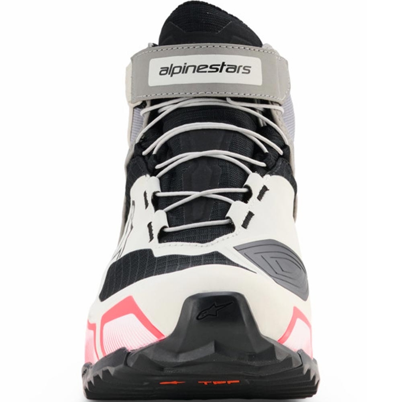 Ghete moto Alpinestars Stella CR-X Drystar pentru femei, alb-gri deschis-negru-roz fluo