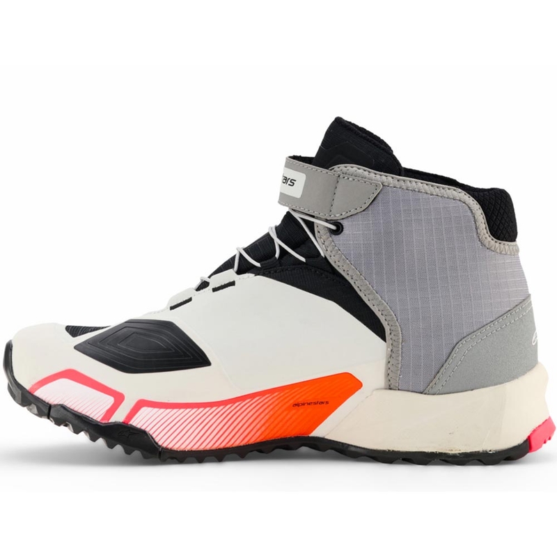Ghete moto Alpinestars Stella CR-X Drystar pentru femei, alb-gri deschis-negru-roz fluo
