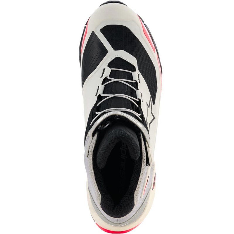 Ghete moto Alpinestars Stella CR-X Drystar pentru femei, alb-gri deschis-negru-roz fluo