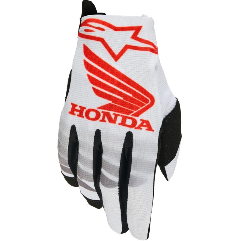 Mănuși motocross Alpinestars Radar Honda, colecție alb-negru-roșu