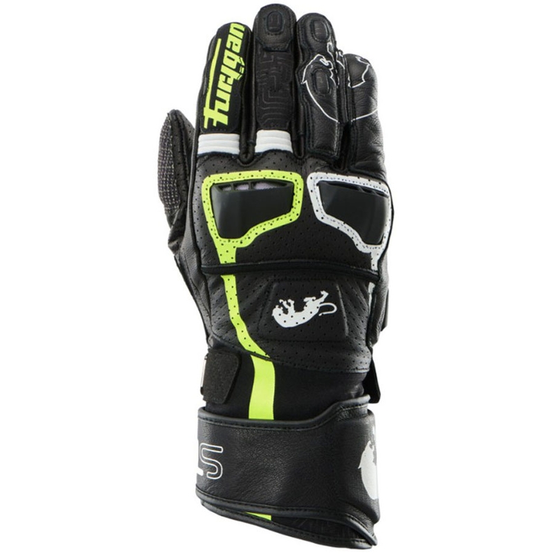Mănuși Motocicletă Furygan STYG 15 Ventilate Negru-Alb-Galben Fluo