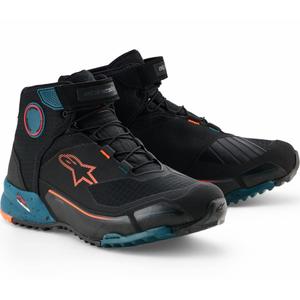 Ghete moto Alpinestars CR-X Drystar negru-albastru-portocaliu fluo