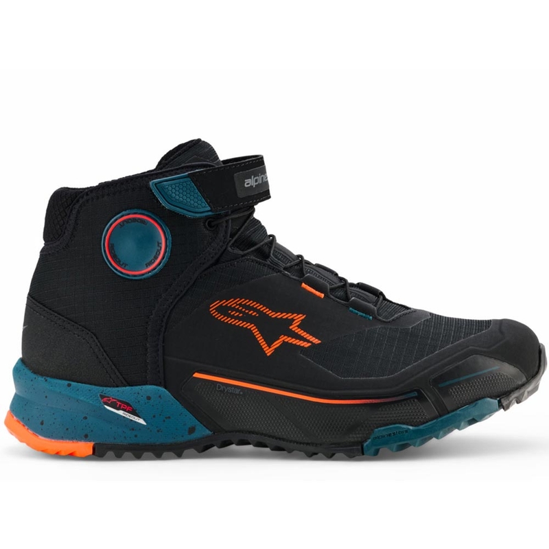 Ghete moto Alpinestars CR-X Drystar negru-albastru-portocaliu fluo