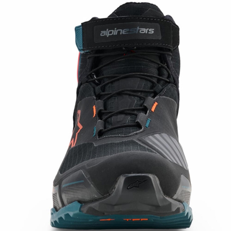 Ghete moto Alpinestars CR-X Drystar negru-albastru-portocaliu fluo