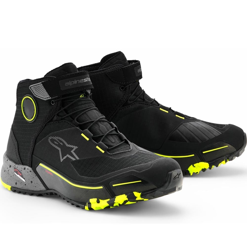 Ghete moto Alpinestars CR-X Drystar negru-gri închis-galben fluo