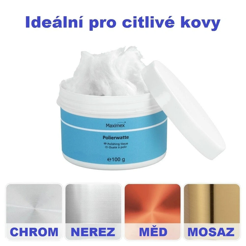 Vată de curățat și lustruit pentru crom și metale Maximex 100 g