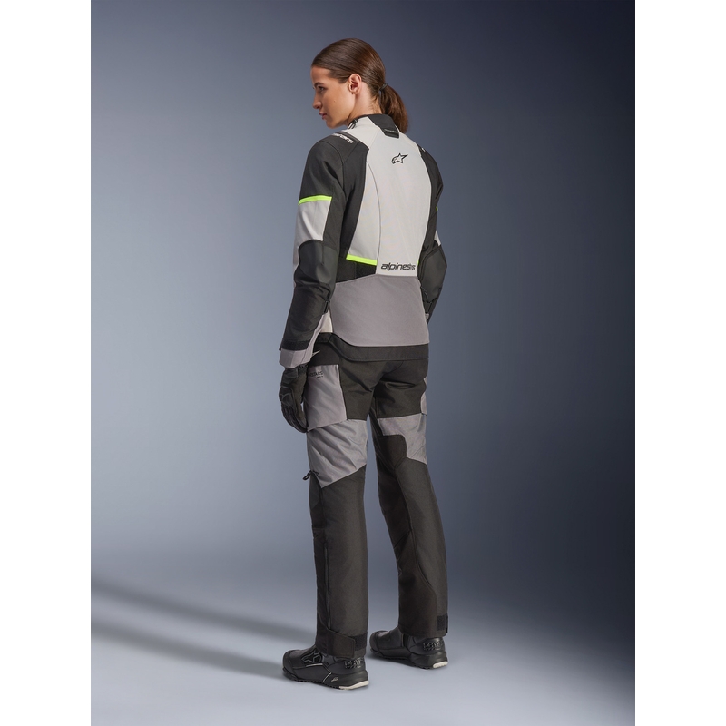 Geacă de motocicletă Alpinestars Stella Andes V4 Drystar pentru femei, gri închis-gri deschis-negru-galben fluo