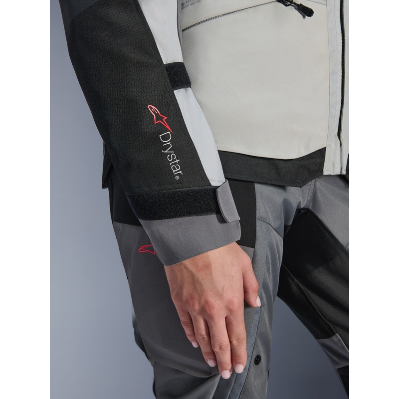 Geacă de motocicletă Alpinestars Stella Andes V4 Drystar pentru femei, gri închis-gri deschis-negru-galben fluo