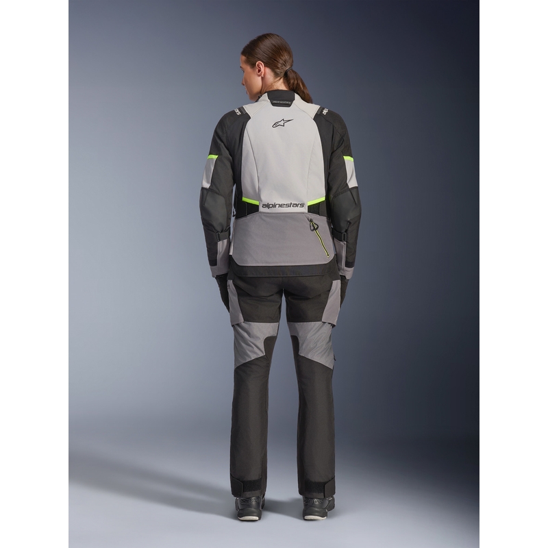 Geacă de motocicletă Alpinestars Stella Andes V4 Drystar pentru femei, gri închis-gri deschis-negru-galben fluo