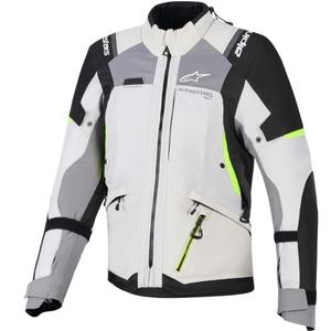 Geacă de motocicletă Alpinestars Stella Andes V4 Drystar pentru femei, gri închis-gri deschis-negru-galben fluo