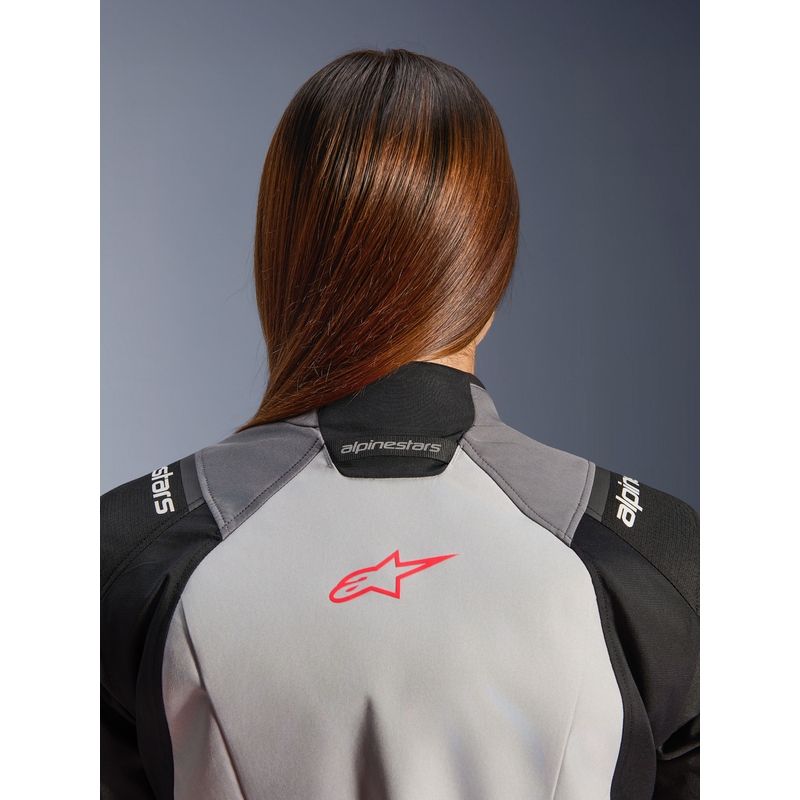 Geacă de motocicletă Alpinestars Stella Andes V4 Drystar pentru femei, gri închis-gri deschis-negru-roșu