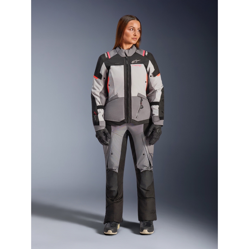 Geacă de motocicletă Alpinestars Stella Andes V4 Drystar pentru femei, gri închis-gri deschis-negru-roșu