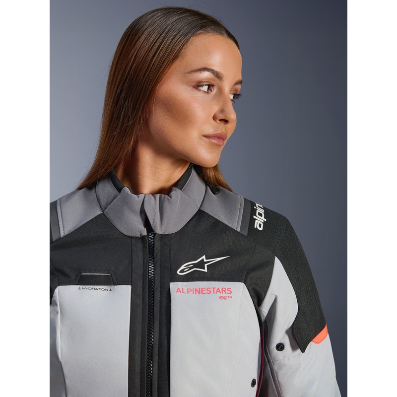 Geacă de motocicletă Alpinestars Stella Andes V4 Drystar pentru femei, gri închis-gri deschis-negru-roșu