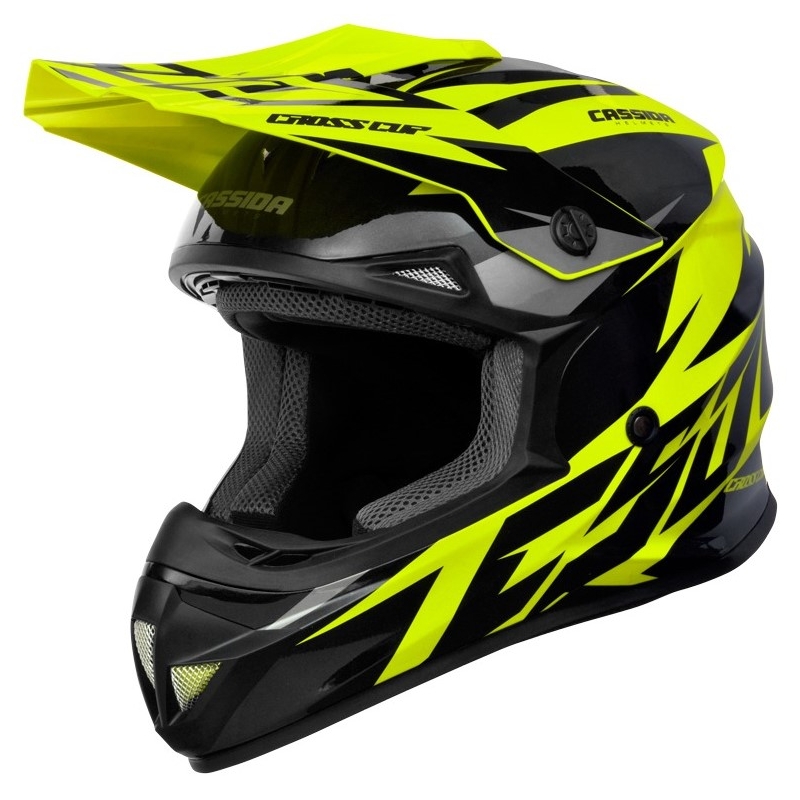 Cască de motocross Cassida Cross Cup Two negru-gri-fluo-galben