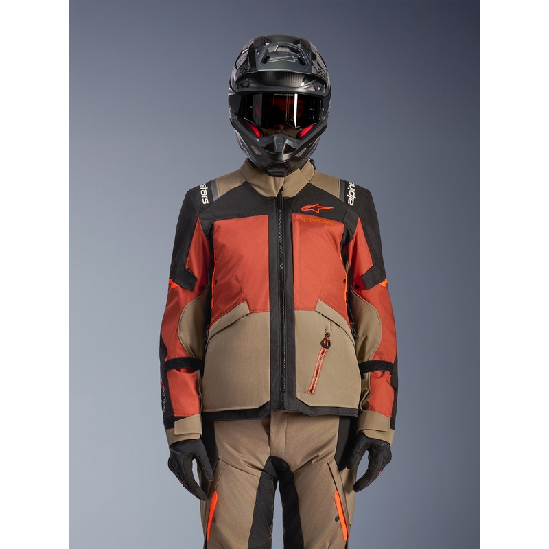 Geacă motocicletă Alpinestars Andes V4 Drystar maro deschis-portocaliu închis-negru