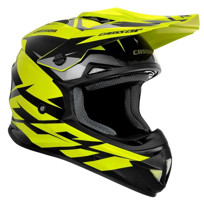 Cască de motocross Cassida Cross Cup Two negru-gri-fluo-galben