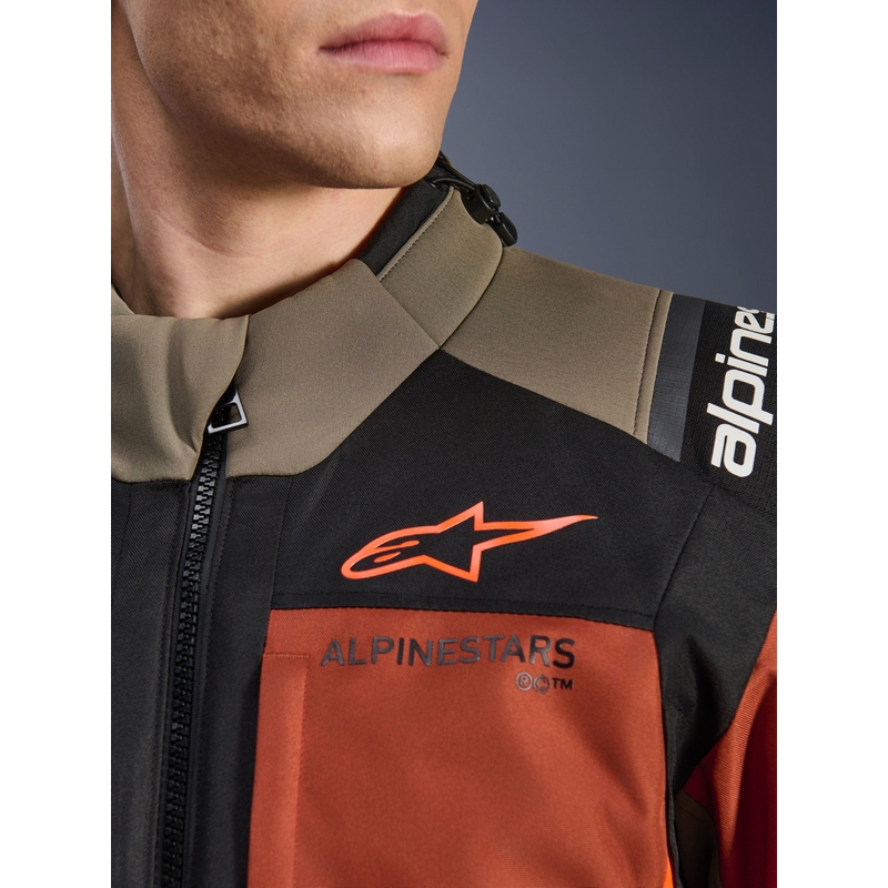 Geacă motocicletă Alpinestars Andes V4 Drystar maro deschis-portocaliu închis-negru