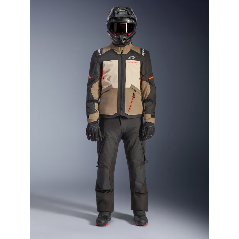 Jachetă motocicletă Alpinestars Andes V4 Drystar Crem-Maro Deschis-Negru-Portocaliu Fluo