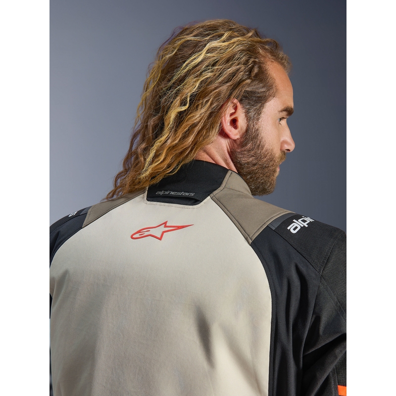 Jachetă motocicletă Alpinestars Andes V4 Drystar Crem-Maro Deschis-Negru-Portocaliu Fluo