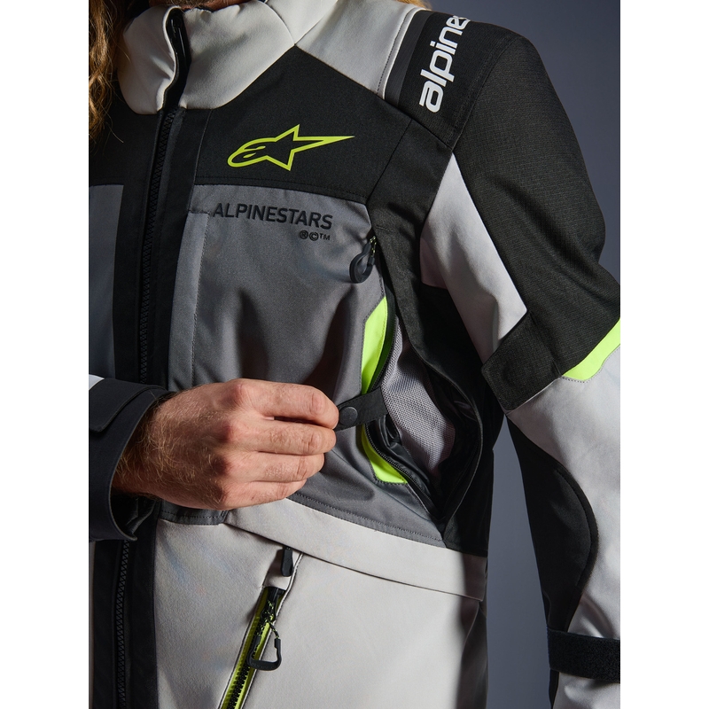 Jachetă Motocicletă Alpinestars Andes V4 Drystar Gri Închis-Gri Deschis-Negru-Galben Fluo
